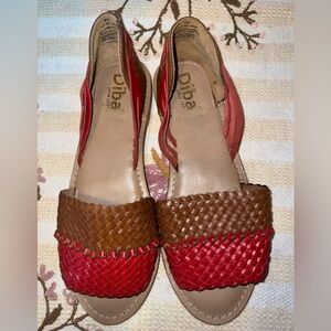 Diba Red and Brown Woven Flats